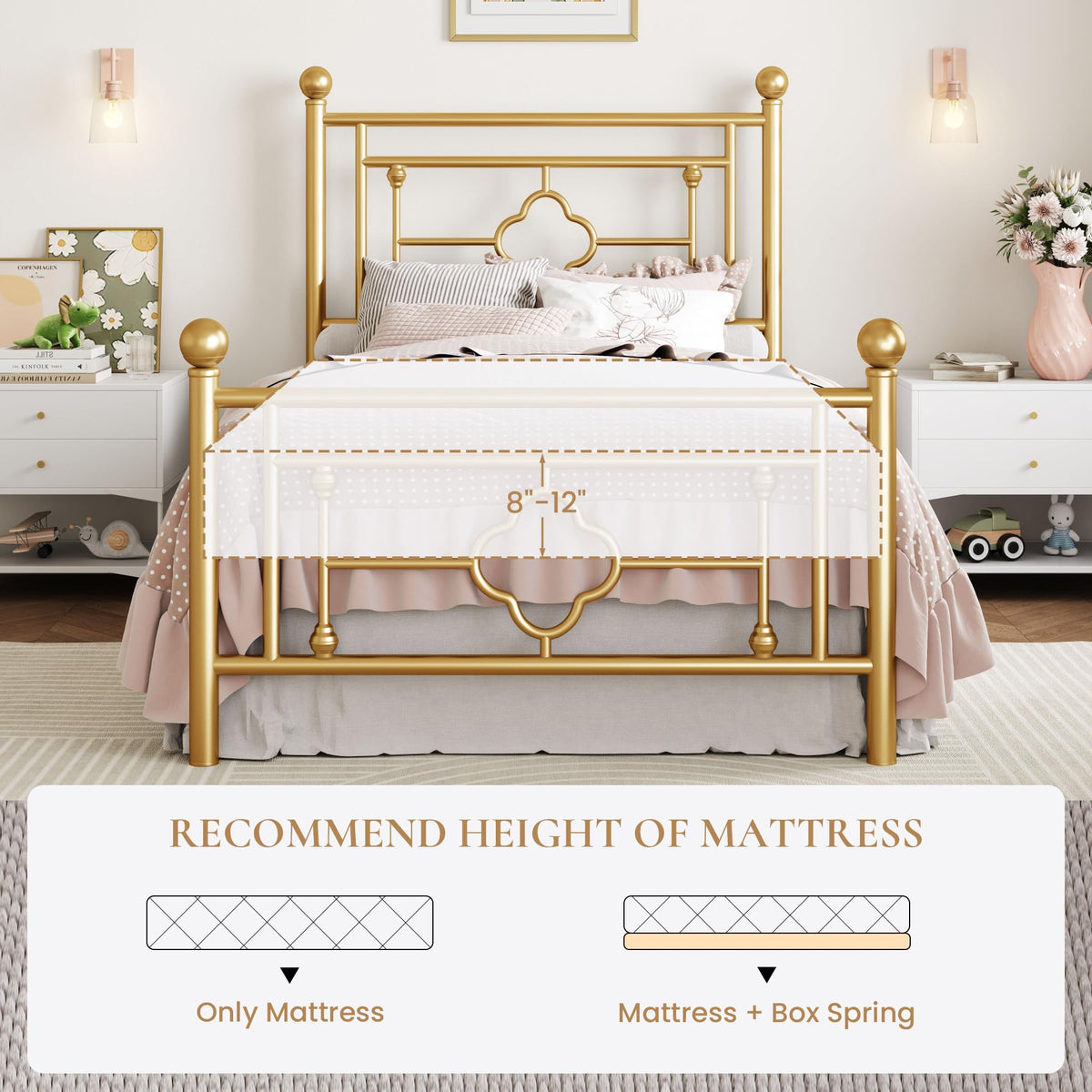 14 Inches Twin Size Metal Platform Bed Frame K956429