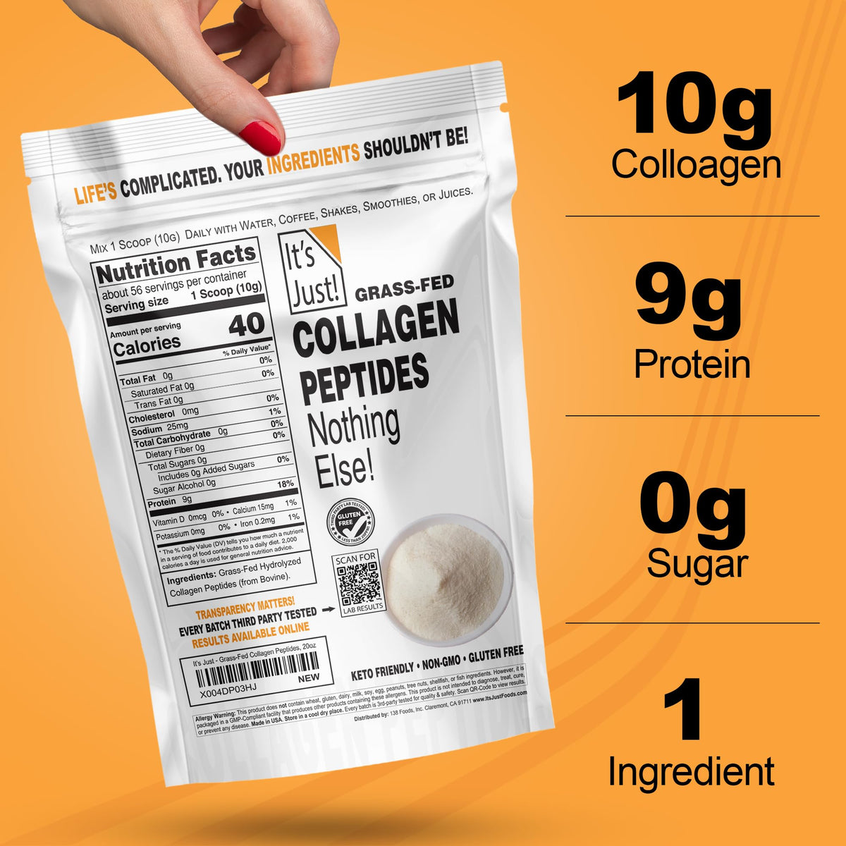 Collagen Peptide Grass-Fed Protein Powder Unflavored 20oz M5869