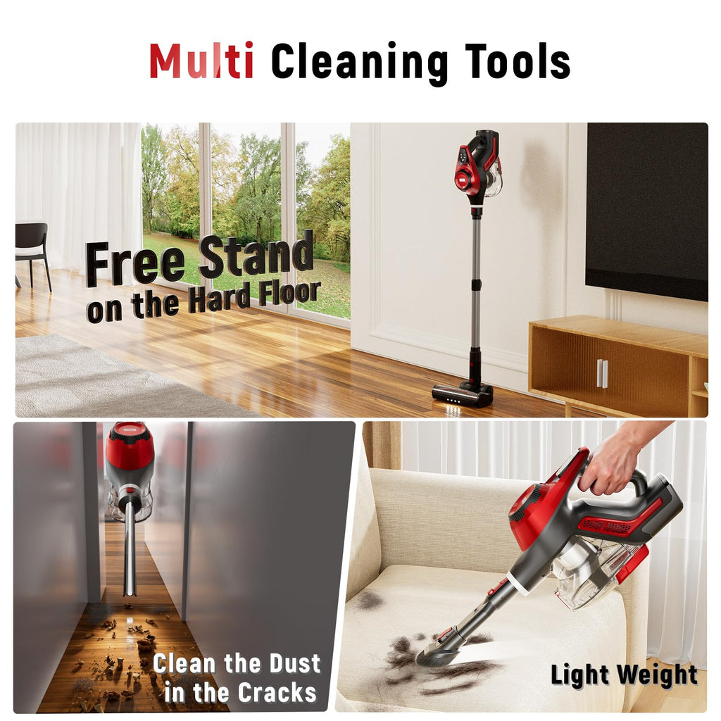 Cordless Stick Vacuum 45Kpa 1.5L Lightweight Handheld Vacuum O531