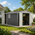 10x14 FT Metal Outdoor Storage Shed with Floor and 2 Windows Q4629