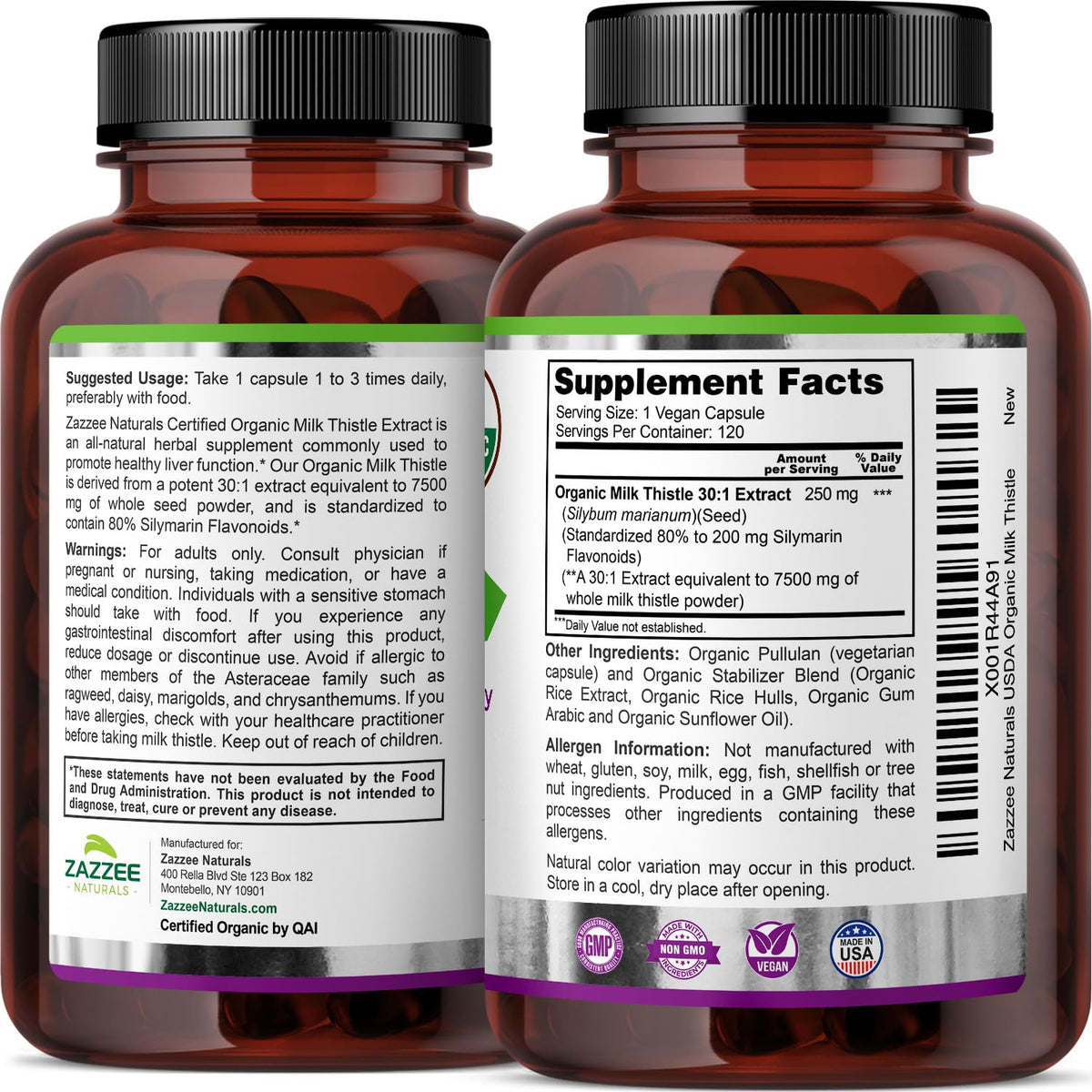 Organic Milk Thistle 30:1 Extract 120 Capsules F984