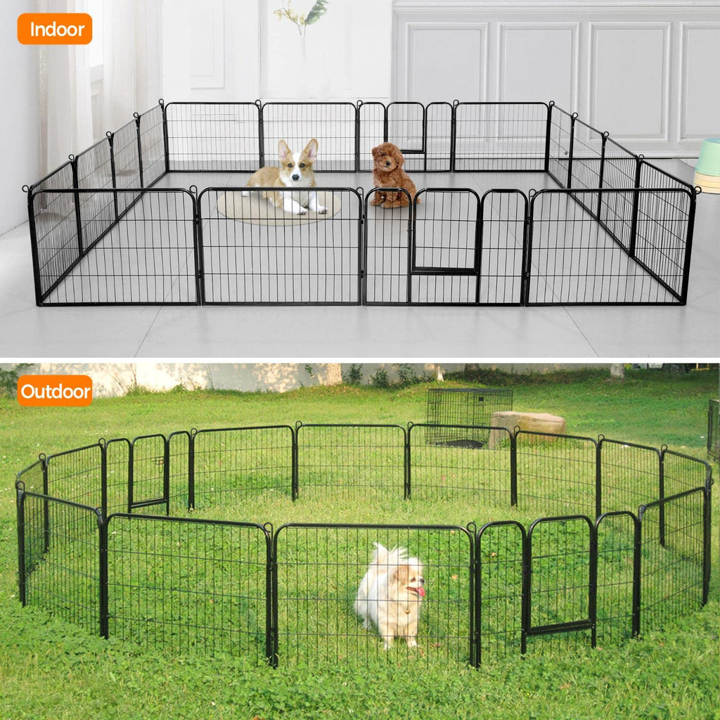24" H 16-Panel Extra Wide Dog Playpen with Door R354