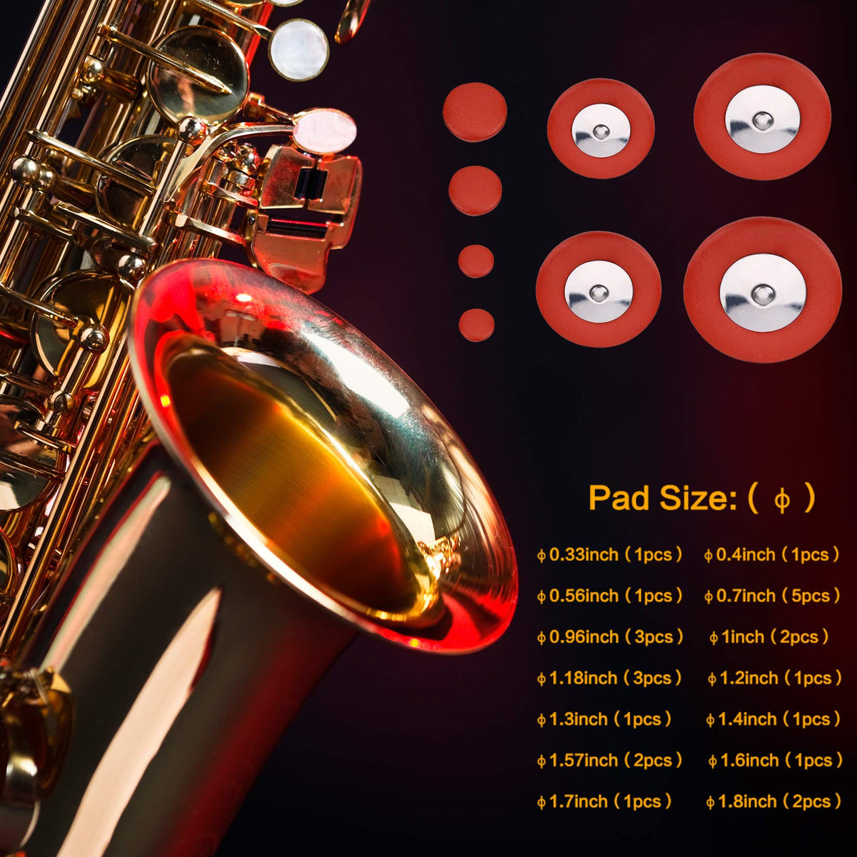 Alto Sax Repair Parts Screws and 25pcs Sax Pads G58303