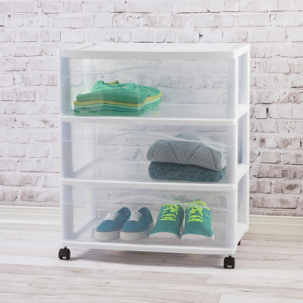 Wide 3 Drawer Plastic Rolling Storage Cart G8395