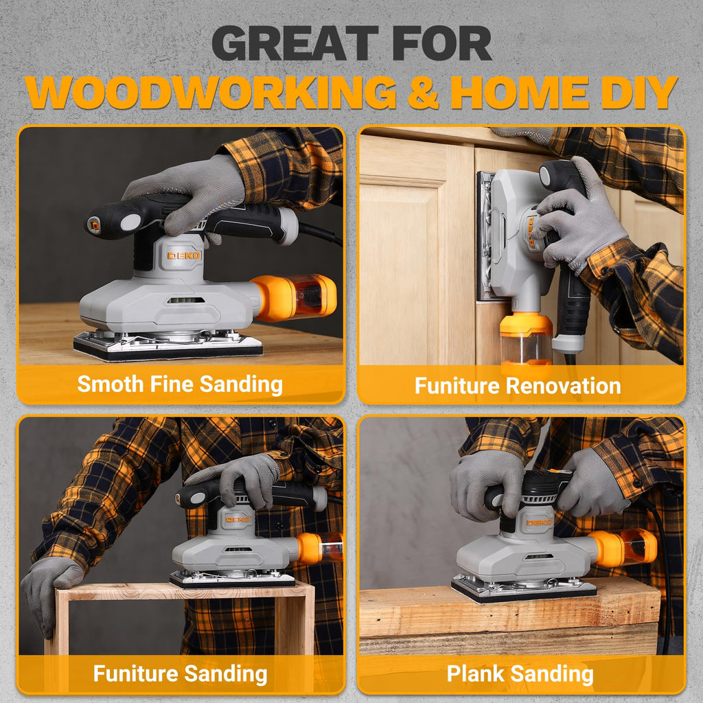 1/3 Sheet Palm Sander with 15 pcs Sandpaper and Dust Box U6462