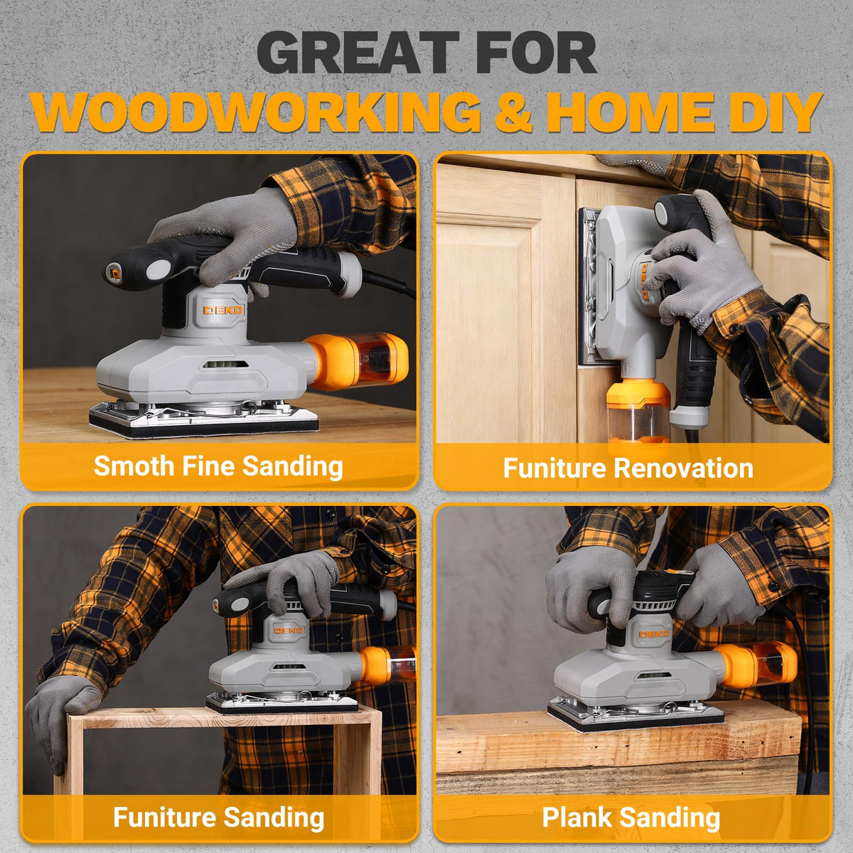 1/3 Sheet Palm Sander with 15 pcs Sandpaper and Dust Box U6462