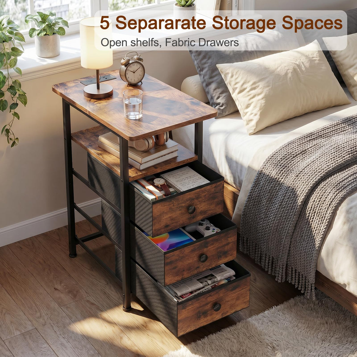 Narrow Side Table with Charging Station F325880