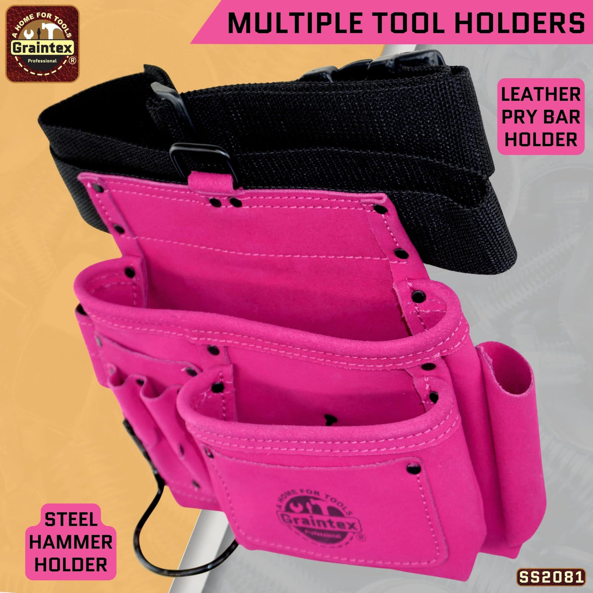 5 Pocket Suede Leather Tool Belt Y871586