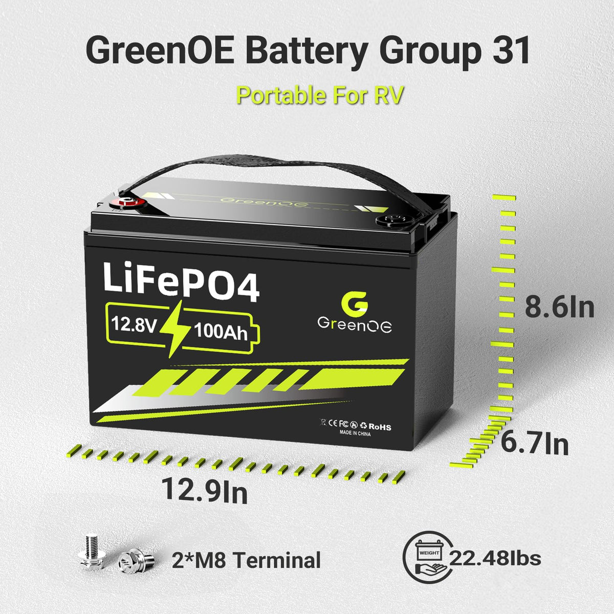12V 100Ah LiFePO4 Deep Cycle Battery Q846581