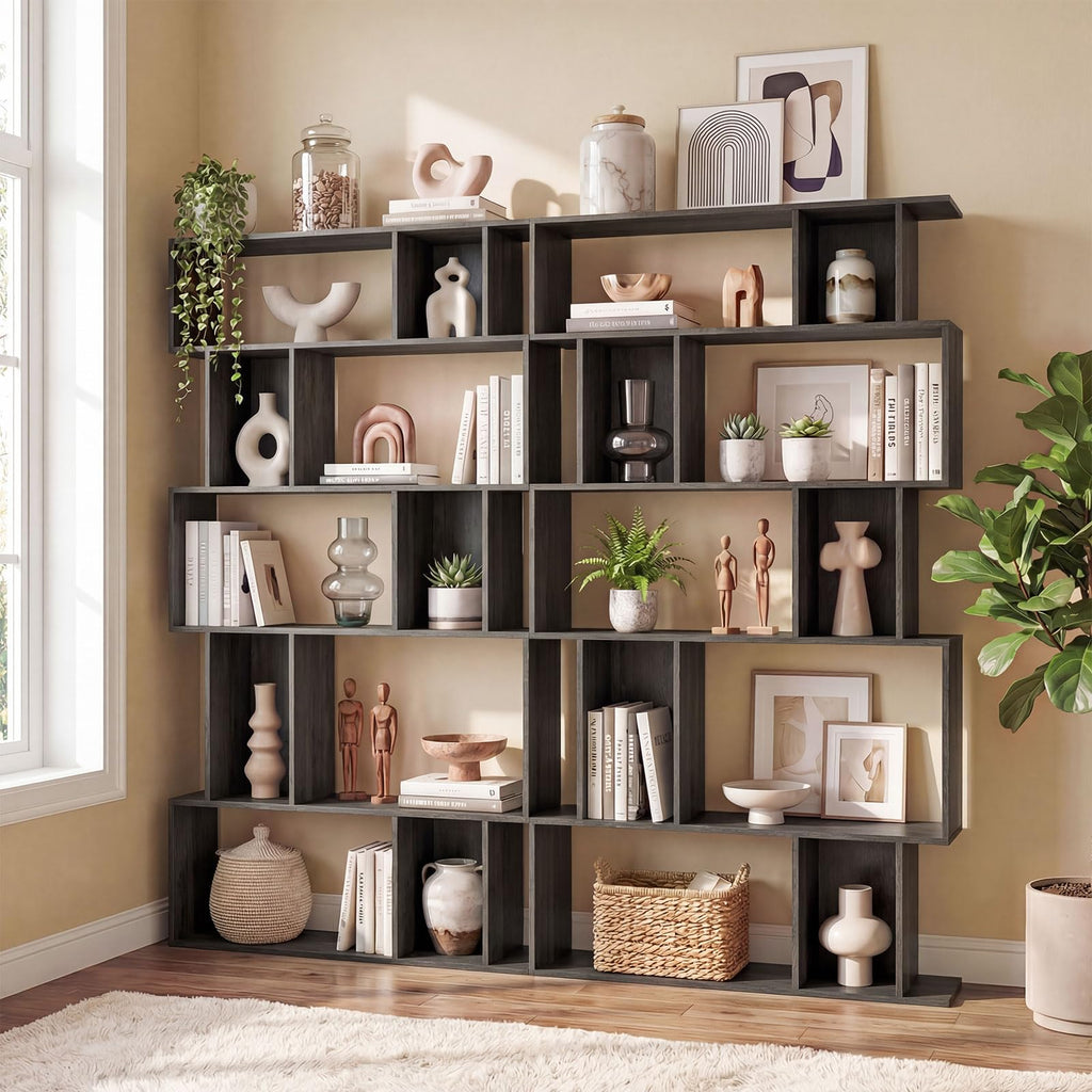 5-Tier 10-Cube Black Bookshelf A37285