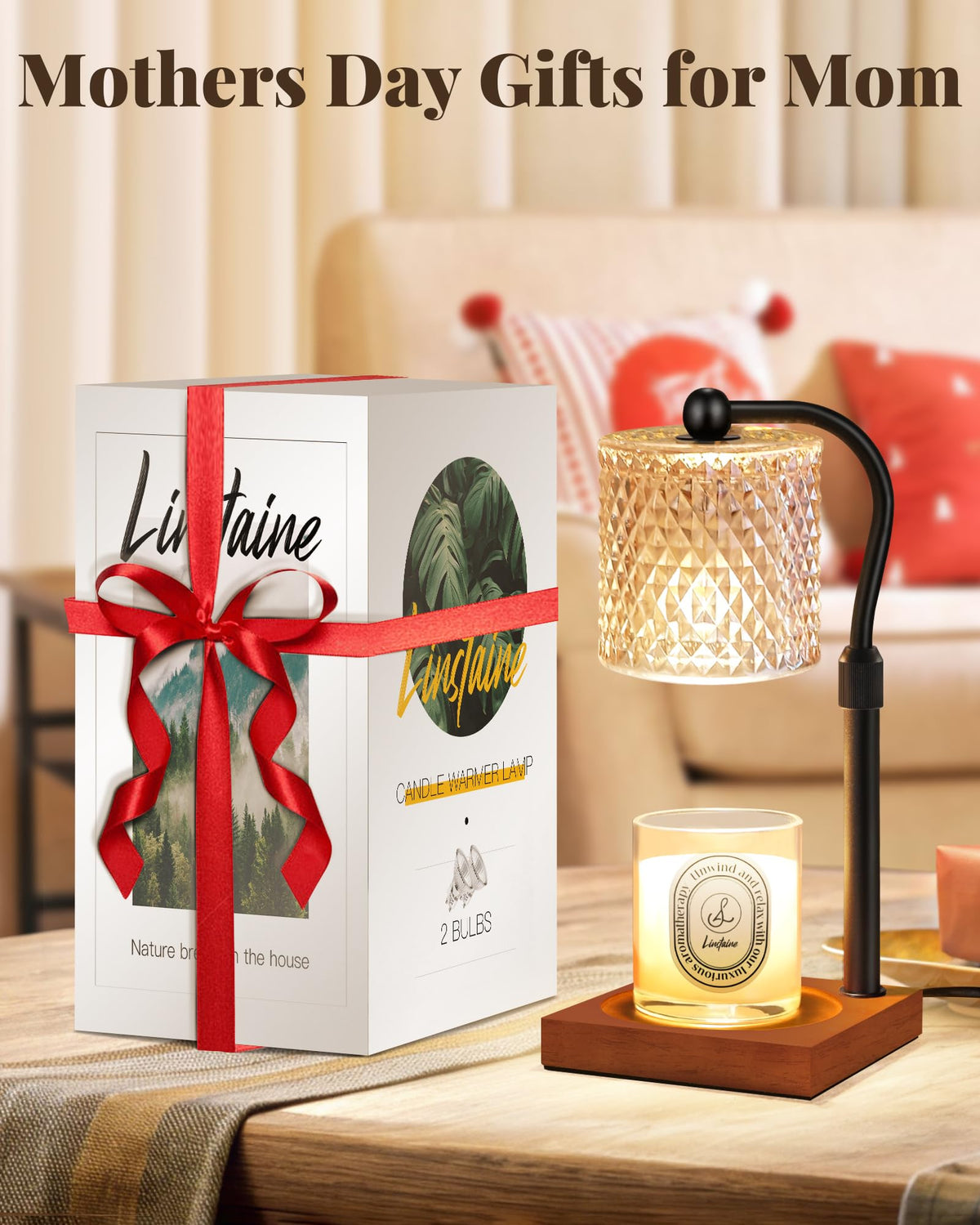 2 Pack Candle Warmer Lamp with Timer Dimmer Adjustable Height D778256