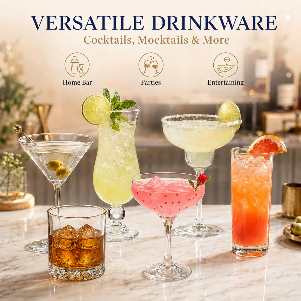 6 Set Cocktail Glasses Mixed Drinkware M6960