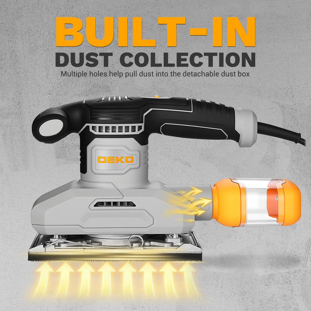 1/3 Sheet Palm Sander with 15 pcs Sandpaper and Dust Box U6462