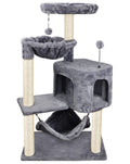 Grey Cat Tree with Cat Condo and Hammock W5753