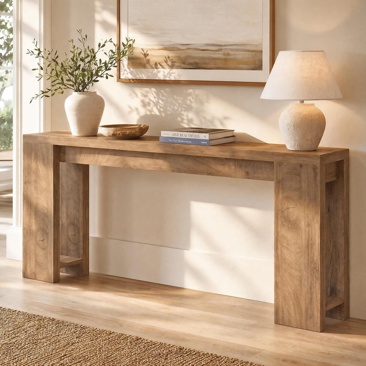 70.9-Inch Light Brown Console Table P155