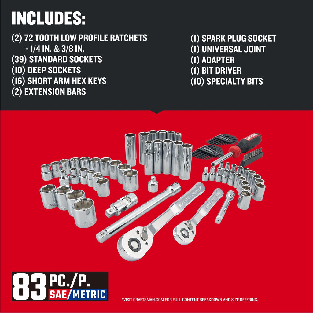 83 Piece Mechanics Tool and Socket Set X1978