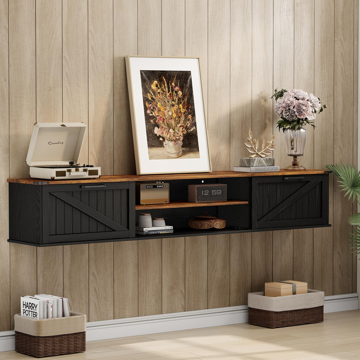 70" Black Floating TV Stand P65733