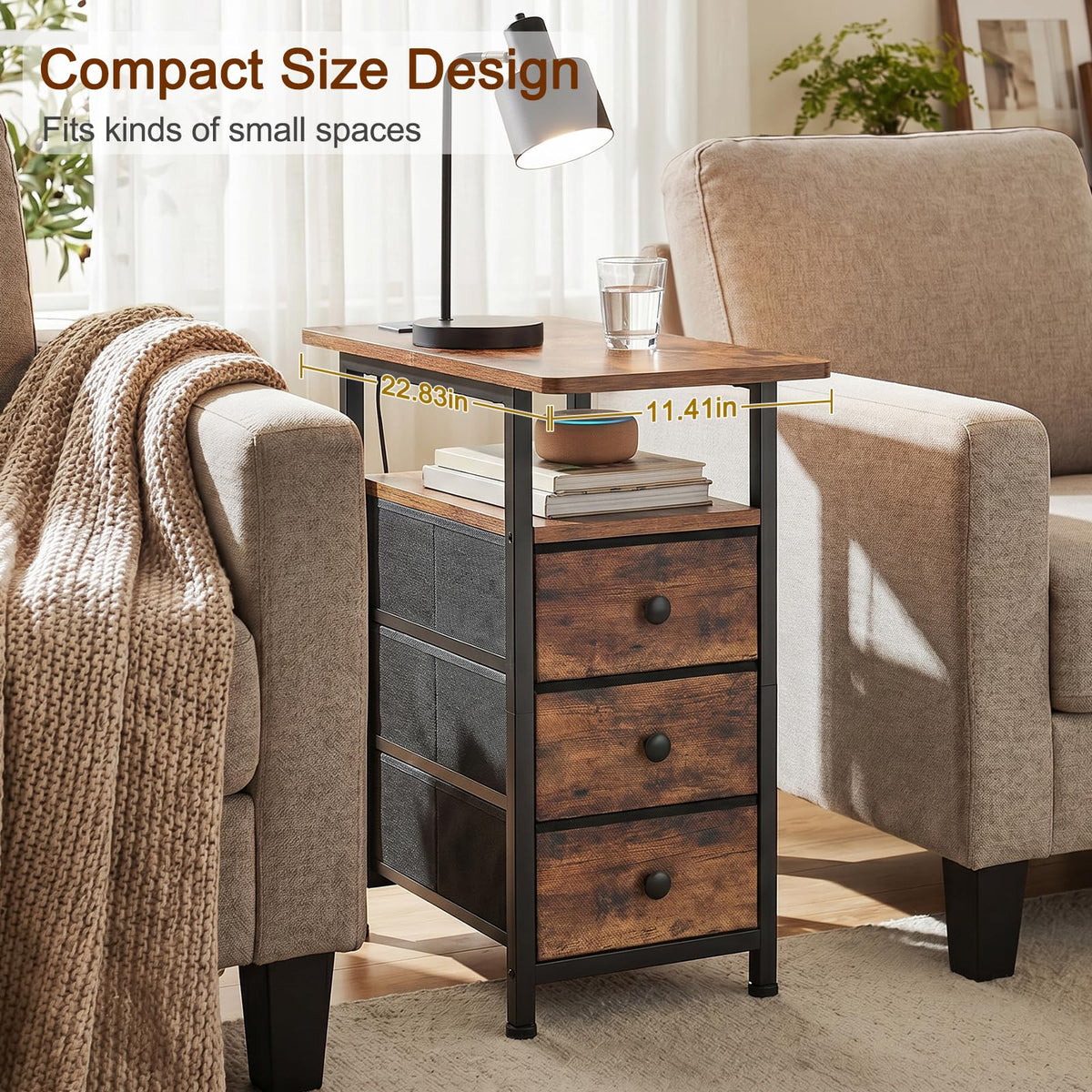 Narrow Side Table with Charging Station F325880