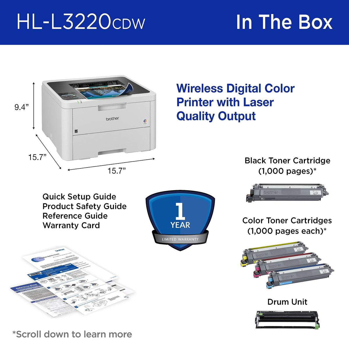 Color Laser Printer with Wireless Printing, Duplex, 250-Sheet Paper Tray C9596