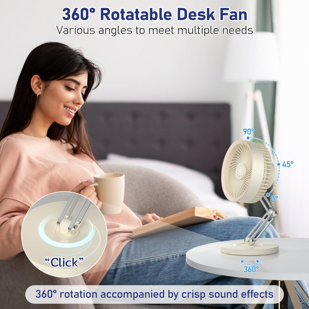 Small Quiet Table Fan with Metal Stand 3 Speed 2000mAh Rechargeable X185529