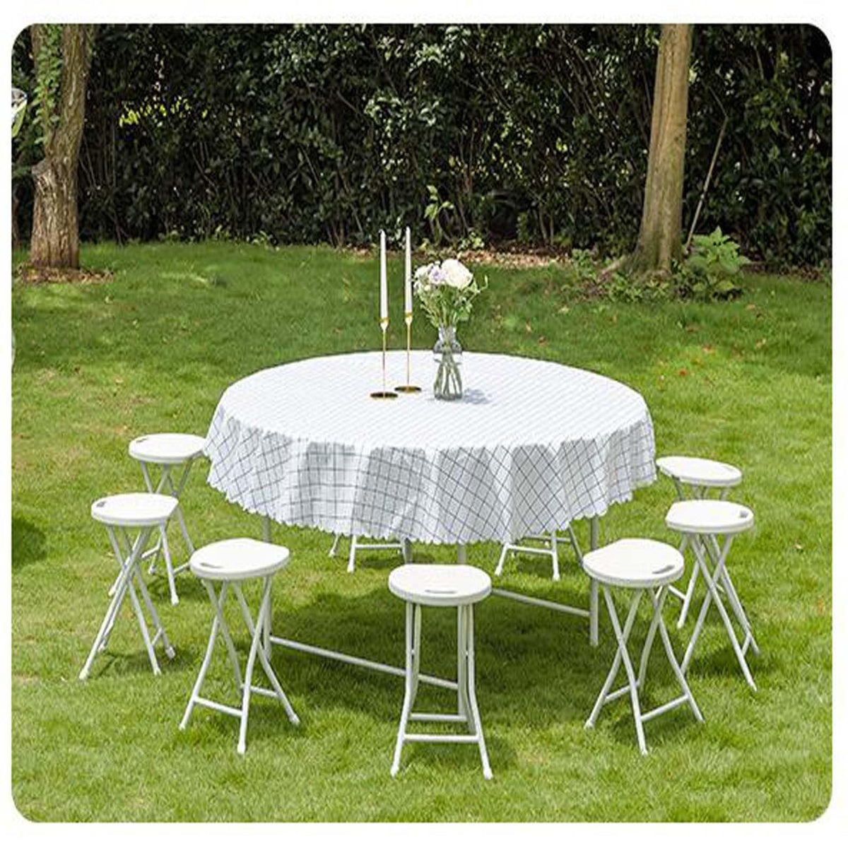18 inch Portable Folding Plastic Stool with Steel Frame L924