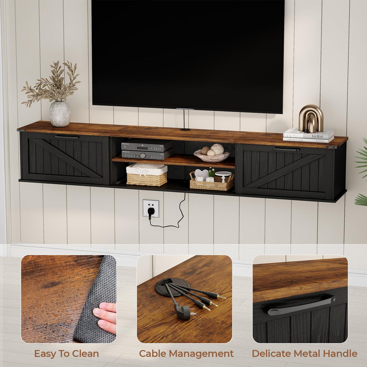 70" Black Floating TV Stand P65733