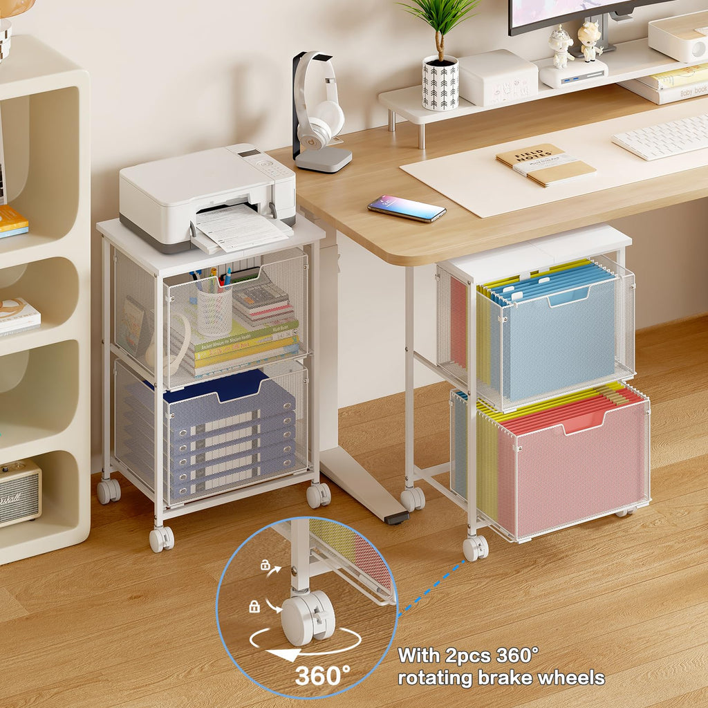 White 2 Drawer Rolling File Cabinet R4066