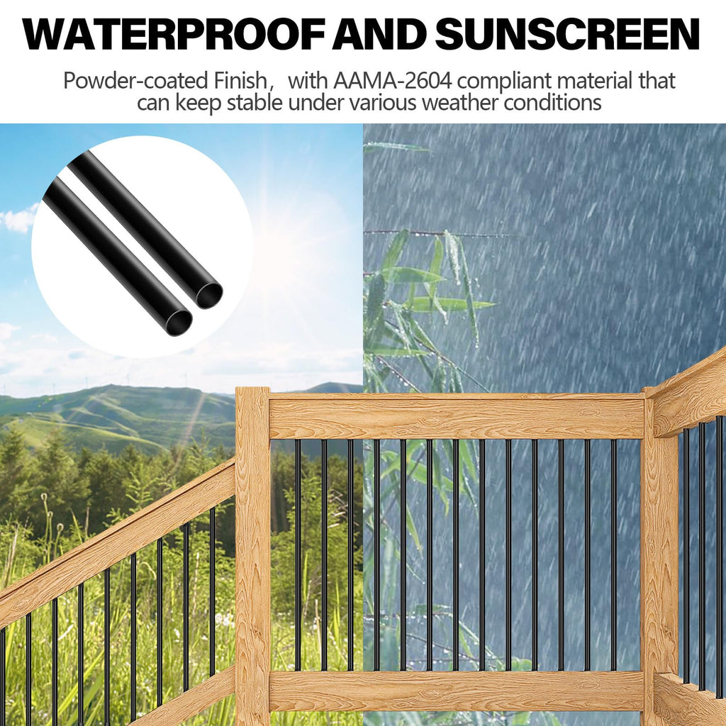 101 Pack 36" Round Black Aluminum Deck Balusters C7779