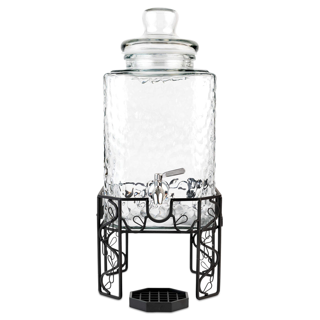 2.5 Gallon Glass Beverage Dispenser with Stainless Steel Spigot F72115