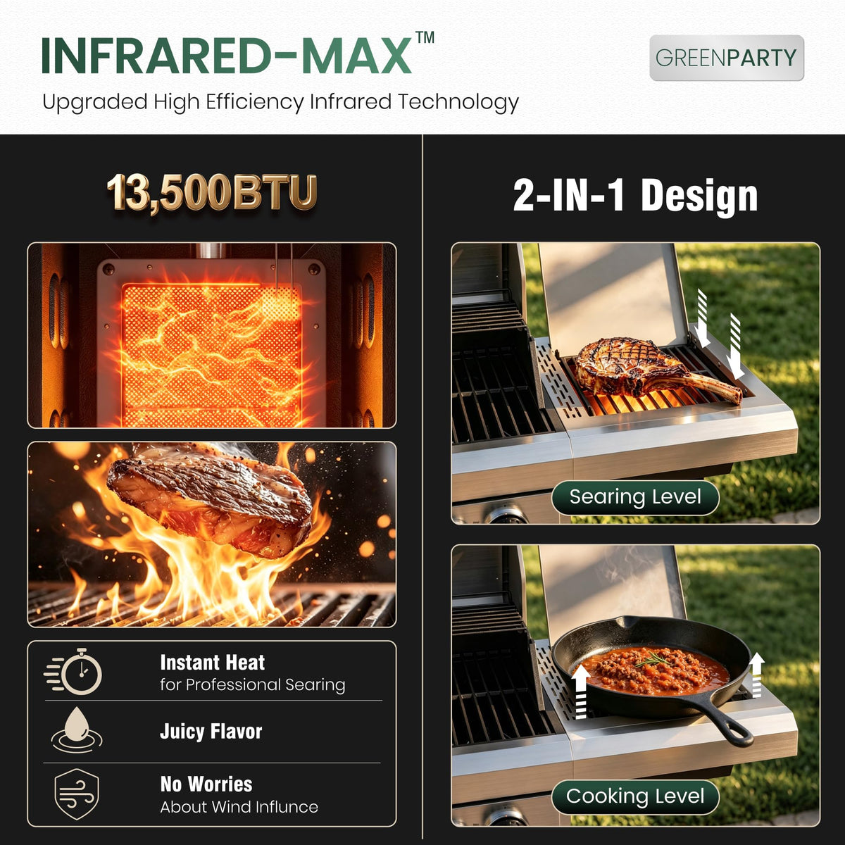 6 Burner Propane Gas Grill with Infrared Side Burner D97781