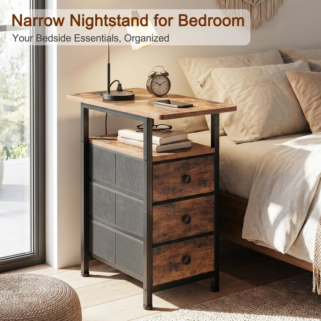 Narrow Side Table with Charging Station F325880