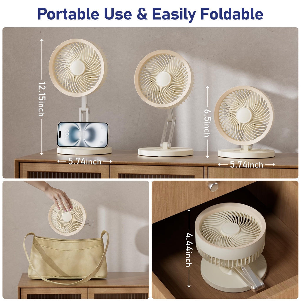 Small Quiet Table Fan with Metal Stand 3 Speed 2000mAh Rechargeable X185529