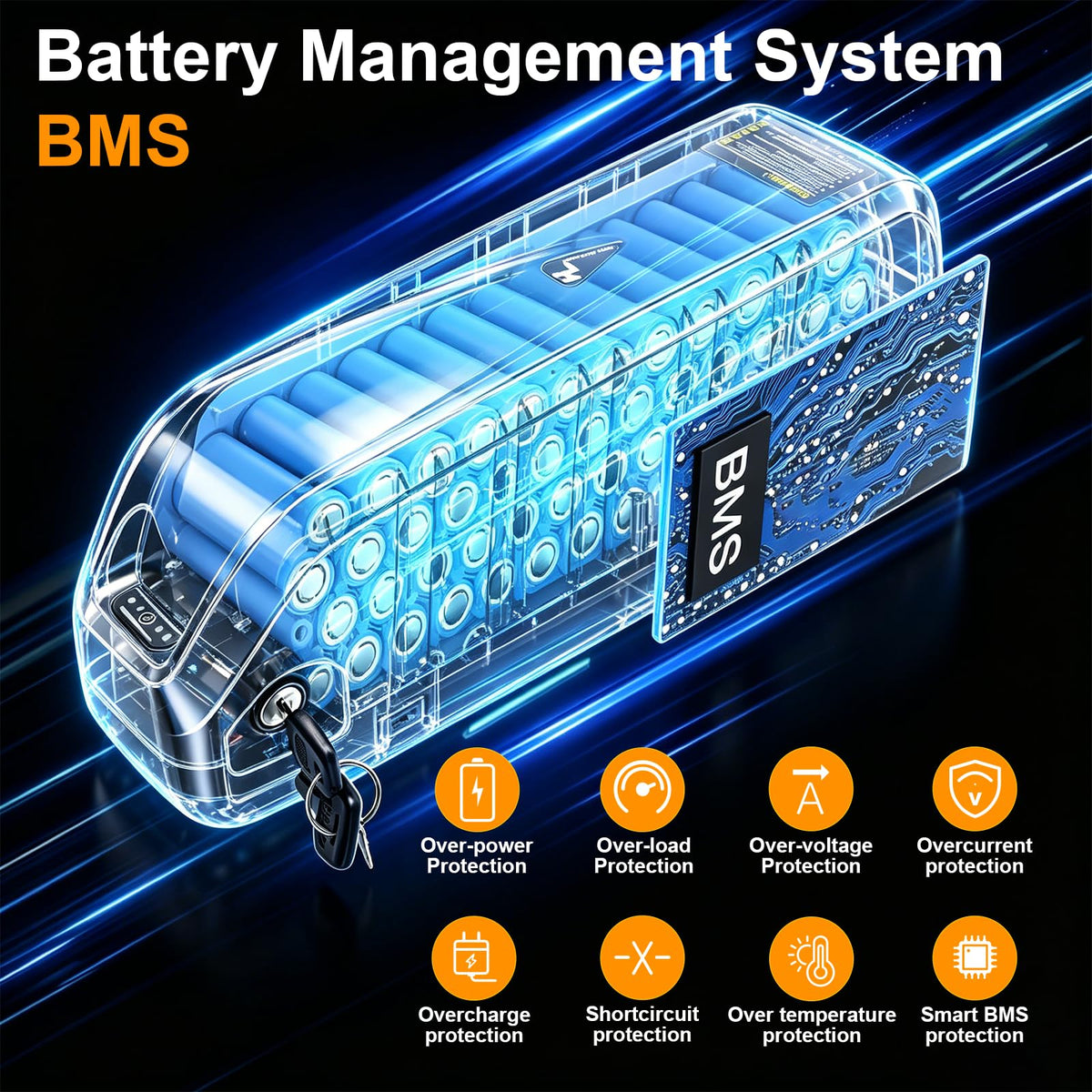 48V 13Ah Lithium Battery with 40A BMS Q673