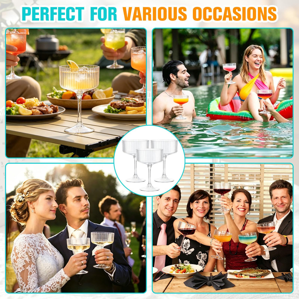 12 Pcs 10oz Plastic Martini Glasses O77235