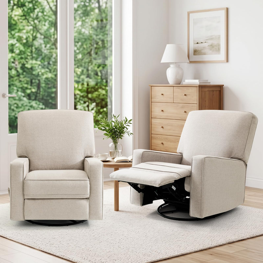 Beige Swivel Rocker Recliner Chair T929