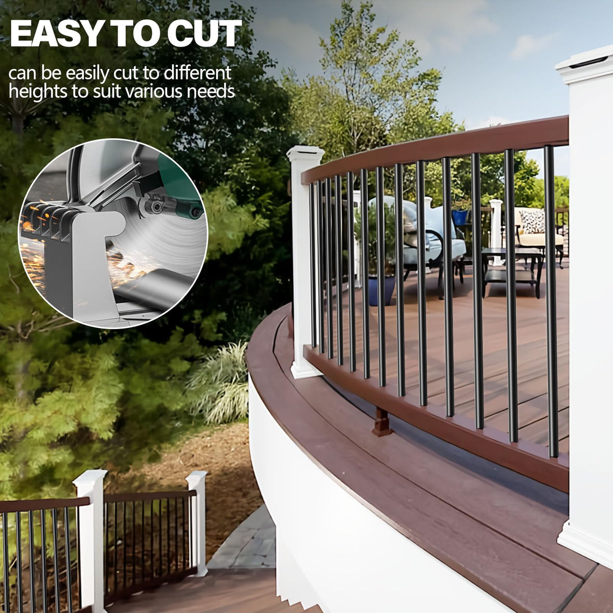 101 Pack 36" Round Black Aluminum Deck Balusters C7779