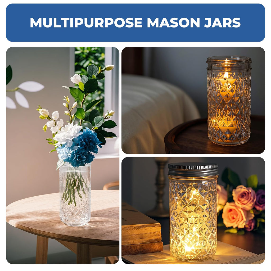 12 oz Regular Mouth Glass Mason Jar 15 Pack D226746