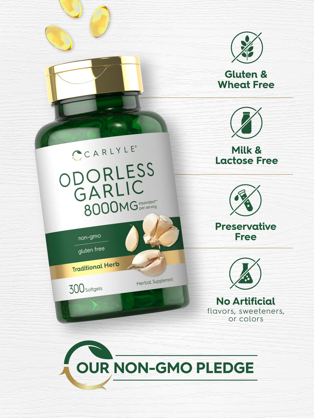 Odorless Garlic Softgels Supplement 300 Count J85668