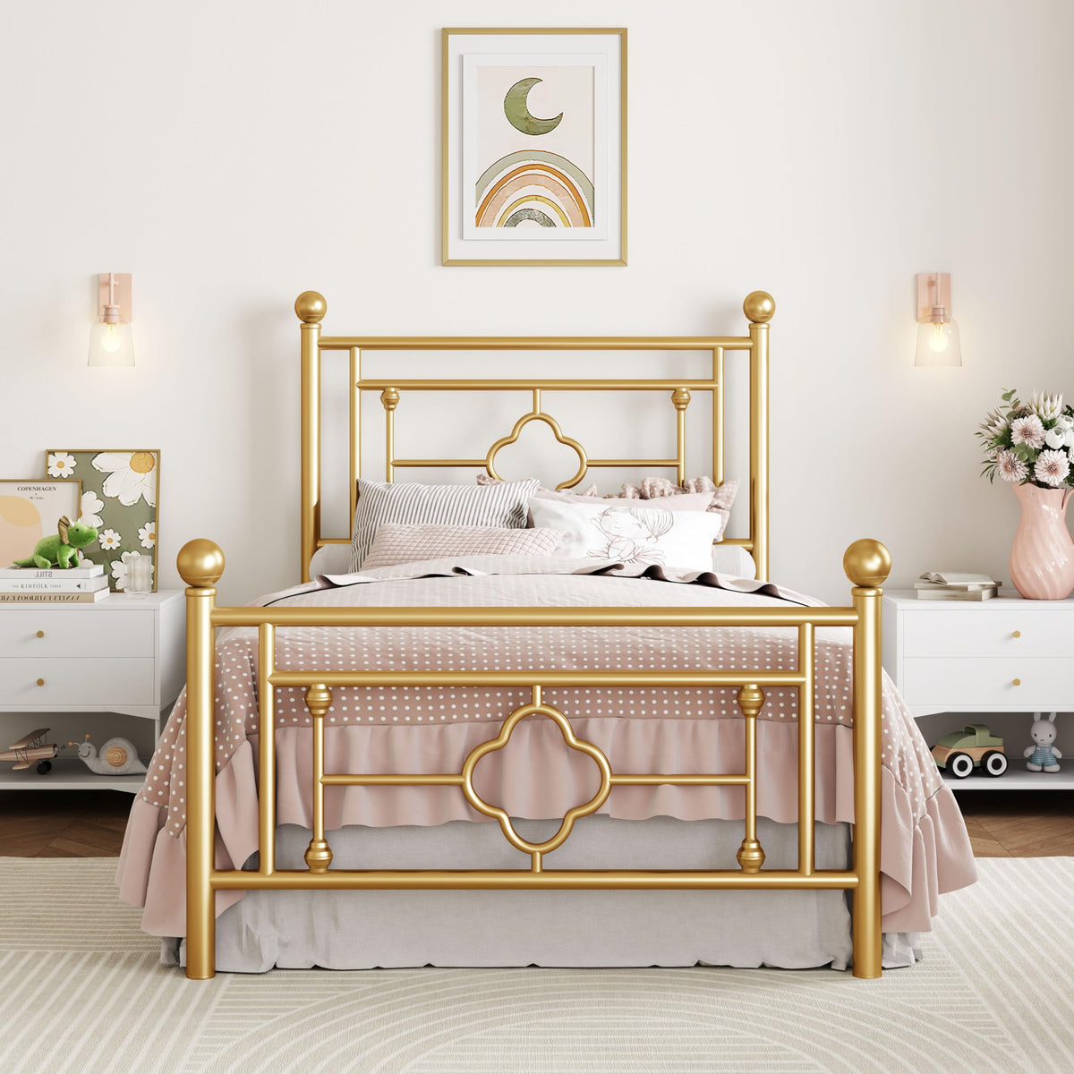 14 Inches Twin Size Metal Platform Bed Frame K956429