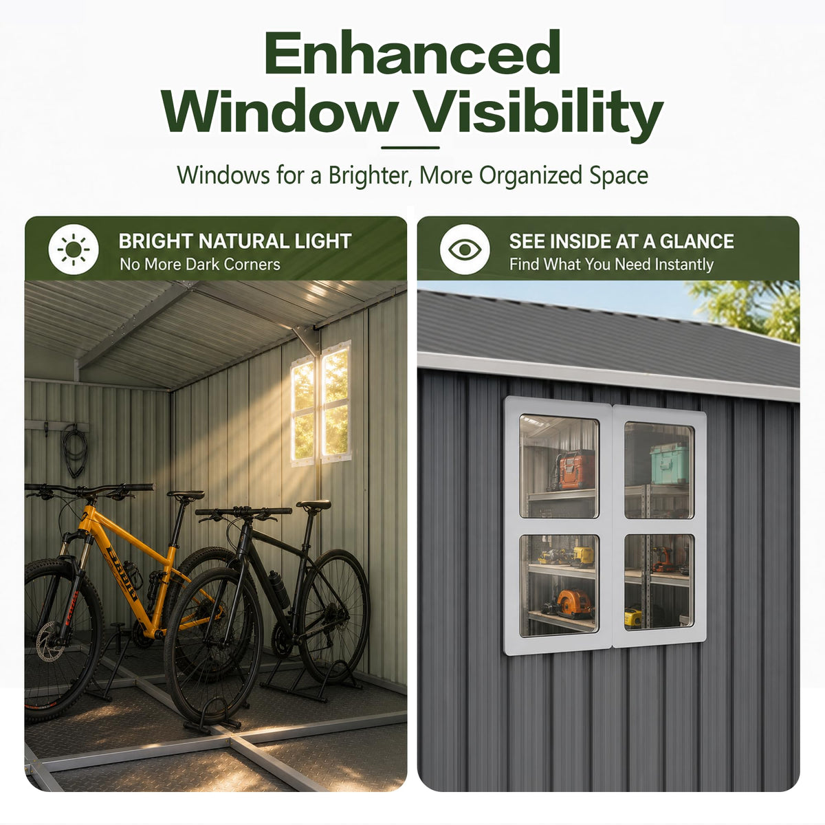 10x14 FT Metal Outdoor Storage Shed with Floor and 2 Windows Q4629