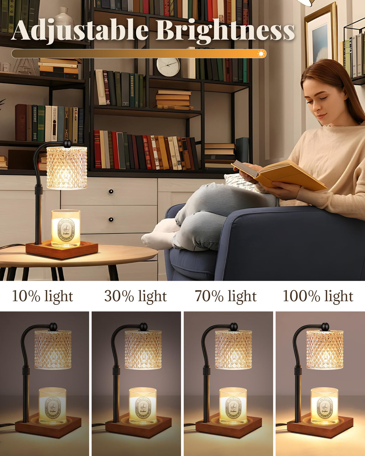 2 Pack Candle Warmer Lamp with Timer Dimmer Adjustable Height D778256