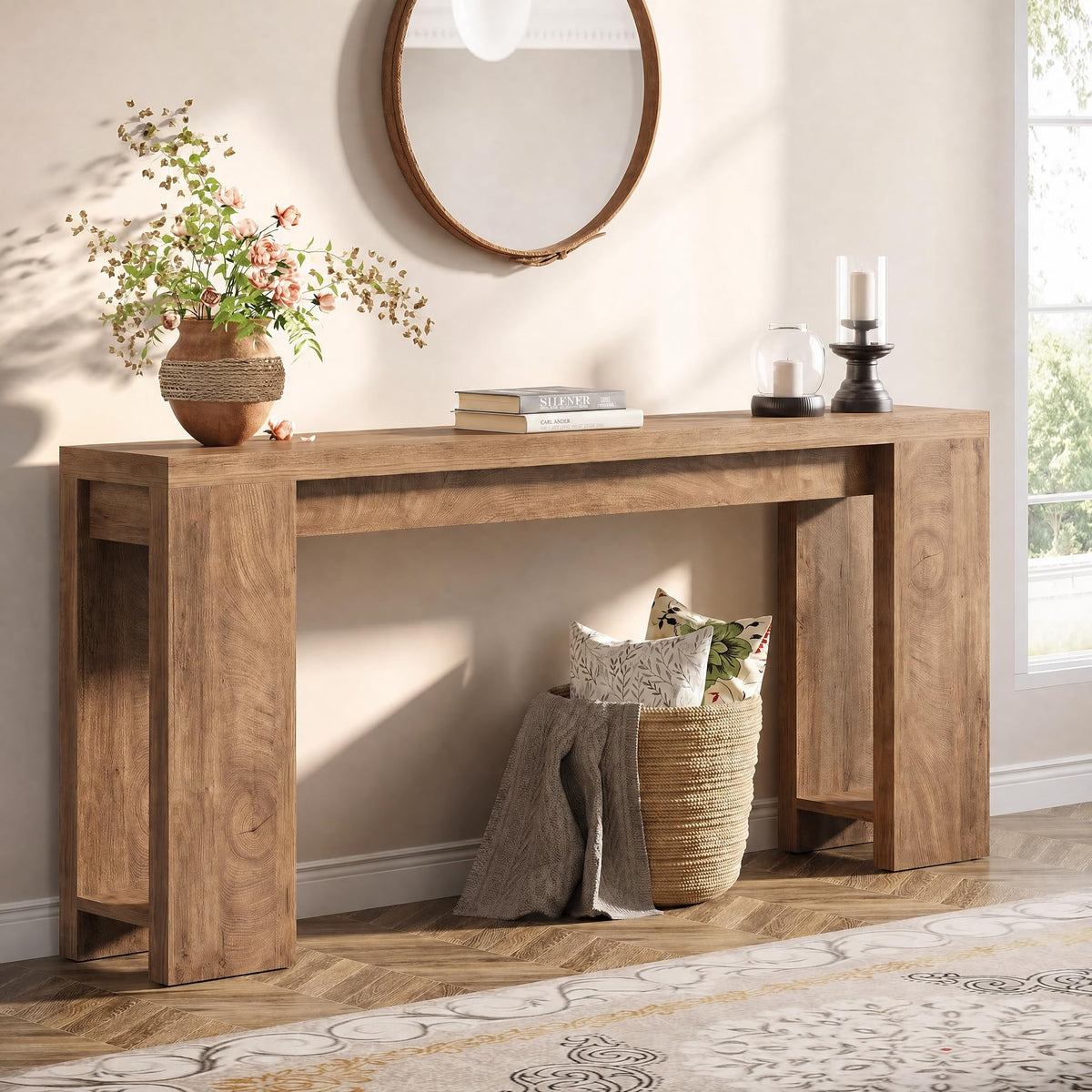 70.9-Inch Light Brown Console Table P155