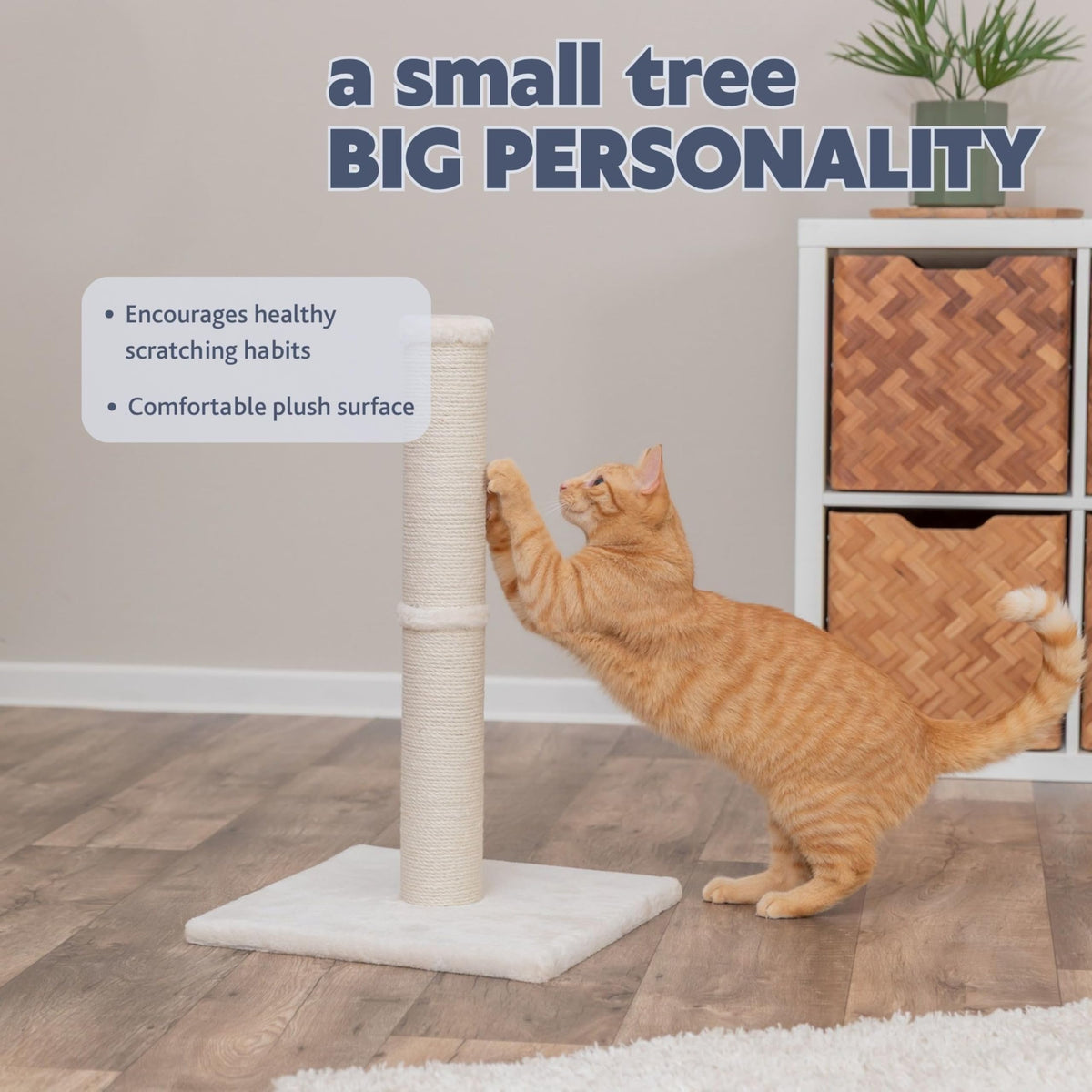 Beige Jute Cat Scratching Post M21415