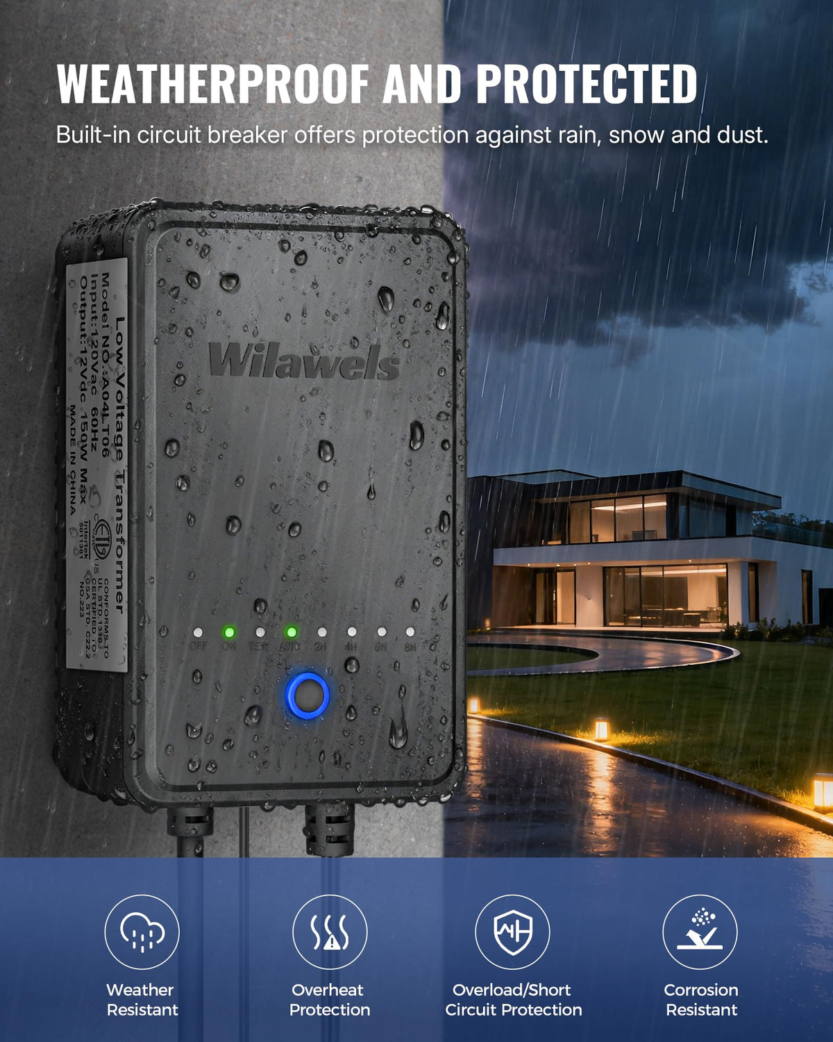150W Low Voltage Landscape Transformer with Timer and Photocell Sensor O927