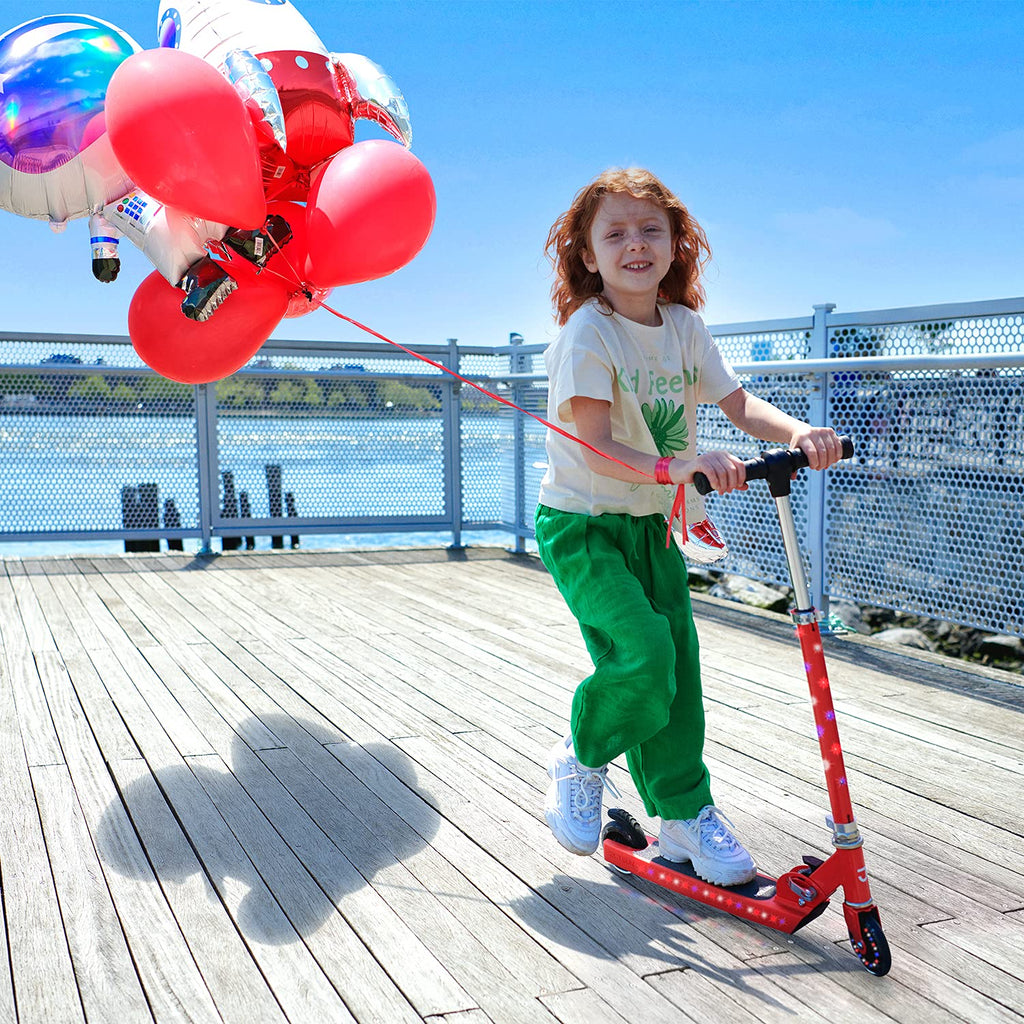 2-Wheel Light-Up Kick Scooter with Adjustable Handlebar and Rear Brake S44501