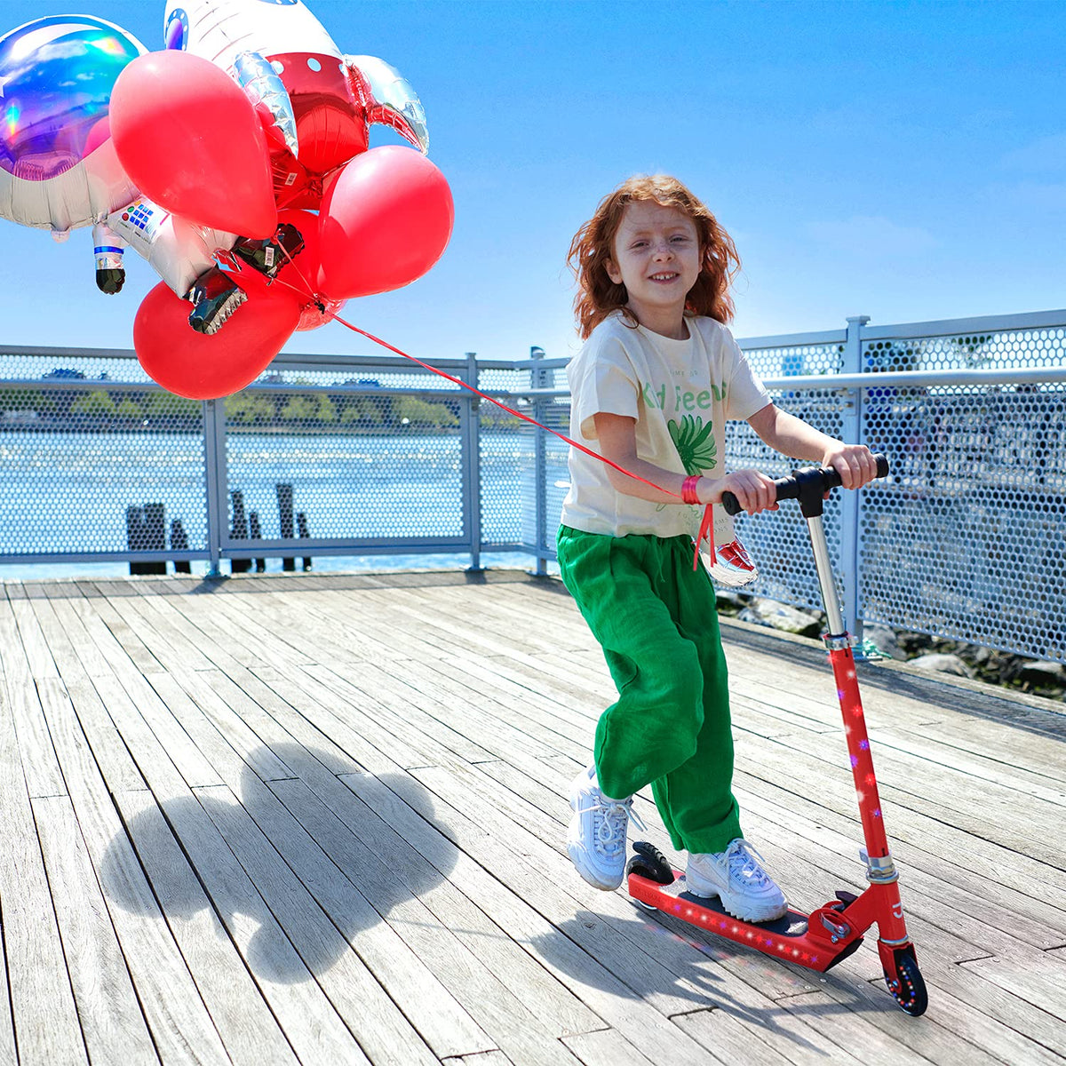 2-Wheel Light-Up Kick Scooter with Adjustable Handlebar and Rear Brake S44501