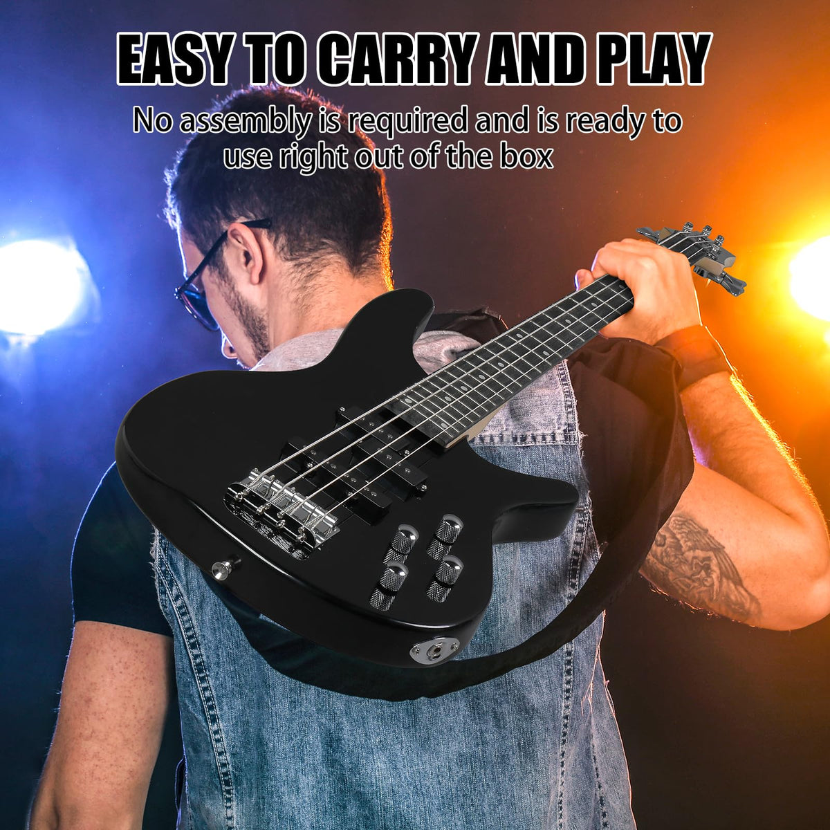 Electric Bass Guitar 4 String Kit Black R906704