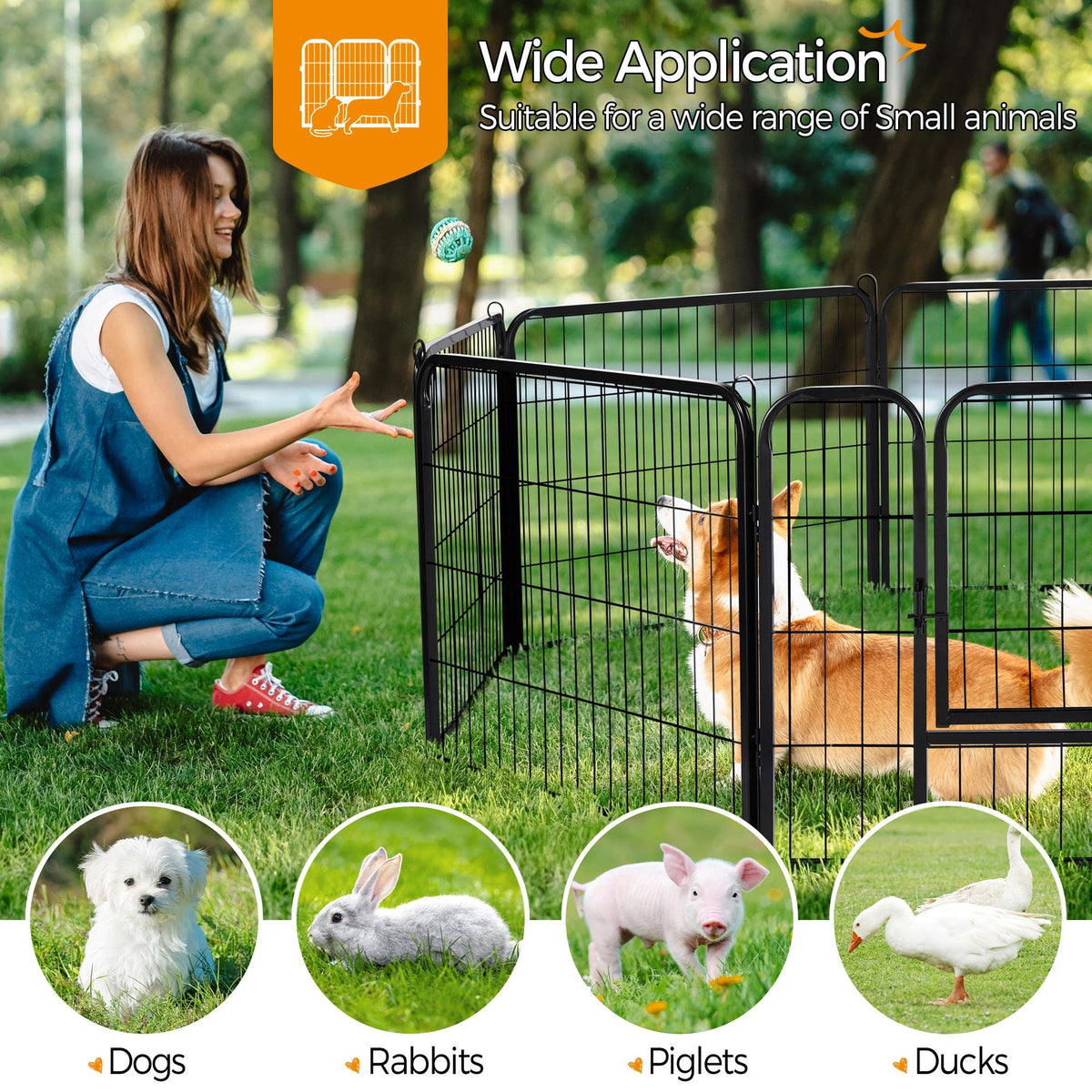 24" H 16-Panel Extra Wide Dog Playpen with Door R354