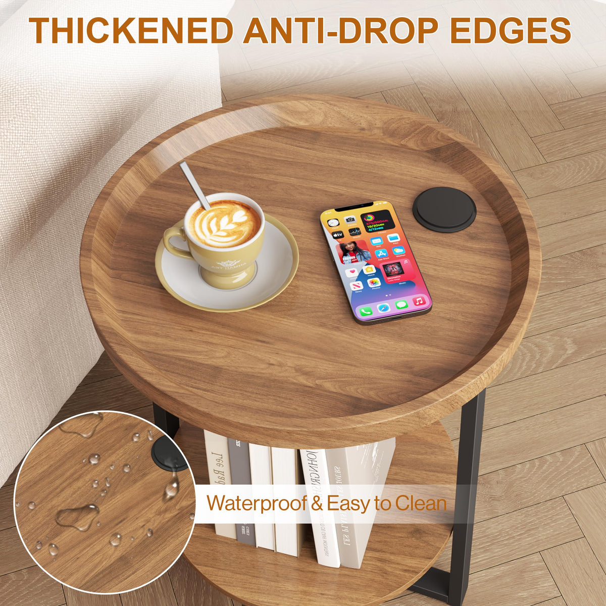 Round Side Table with Charging D373110