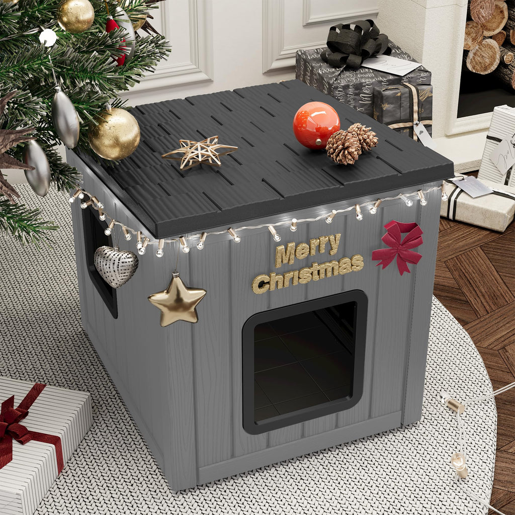 Weatherproof PP Plastic Dog House with Sloped Roof T274141